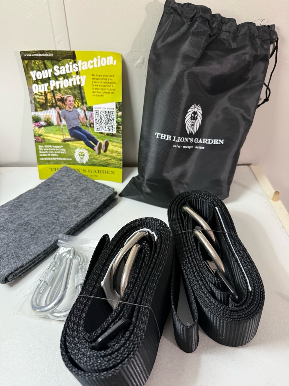 Black Hammock Suspension Straps with Storage Bag